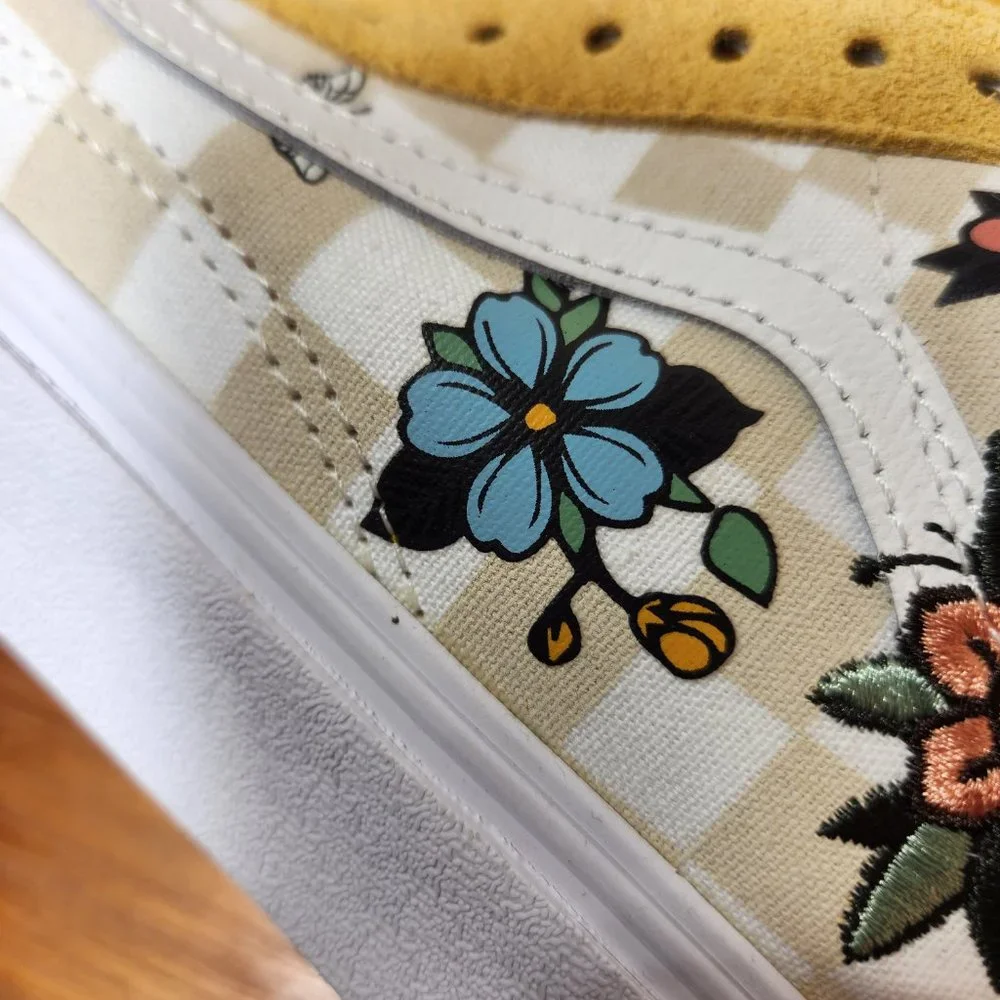 NWT VANS Suede/ Canvas Old Skool (Garden Check) Yellow Men (8.5)/ Women (10.0) - Picture 13 of 16